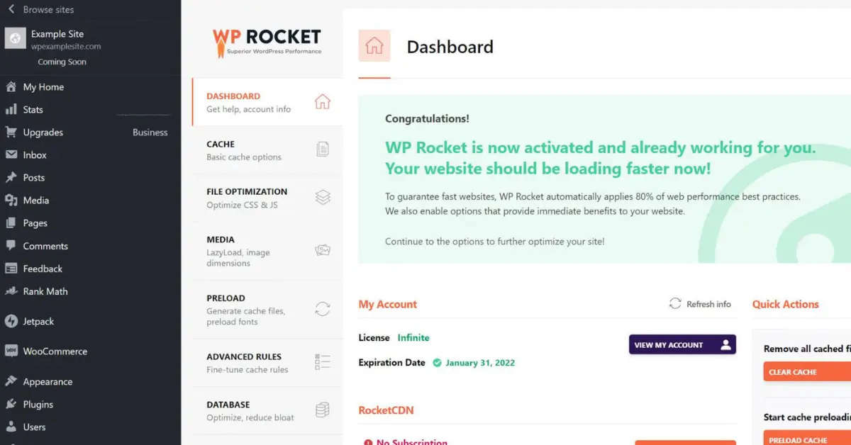 WP Rocket Plugin for WordPress